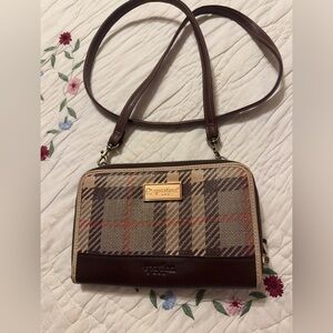 Spartina 449 Tan and Brown Plaid Crossbody VGUC 😊😊